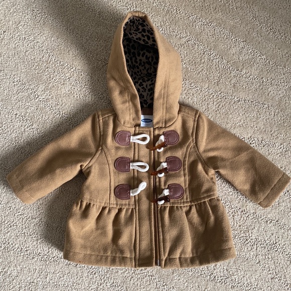 Old Navy Baby Infant Girl Khaki Pea Coat 3-6 months - Picture 1 of 6